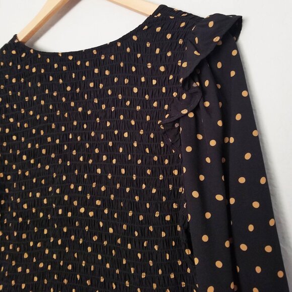 Madewell Lucie V-Neck Smocked Mini Dress in Oval Dot True Black Smocked S $119 - Picture 15 of 16
